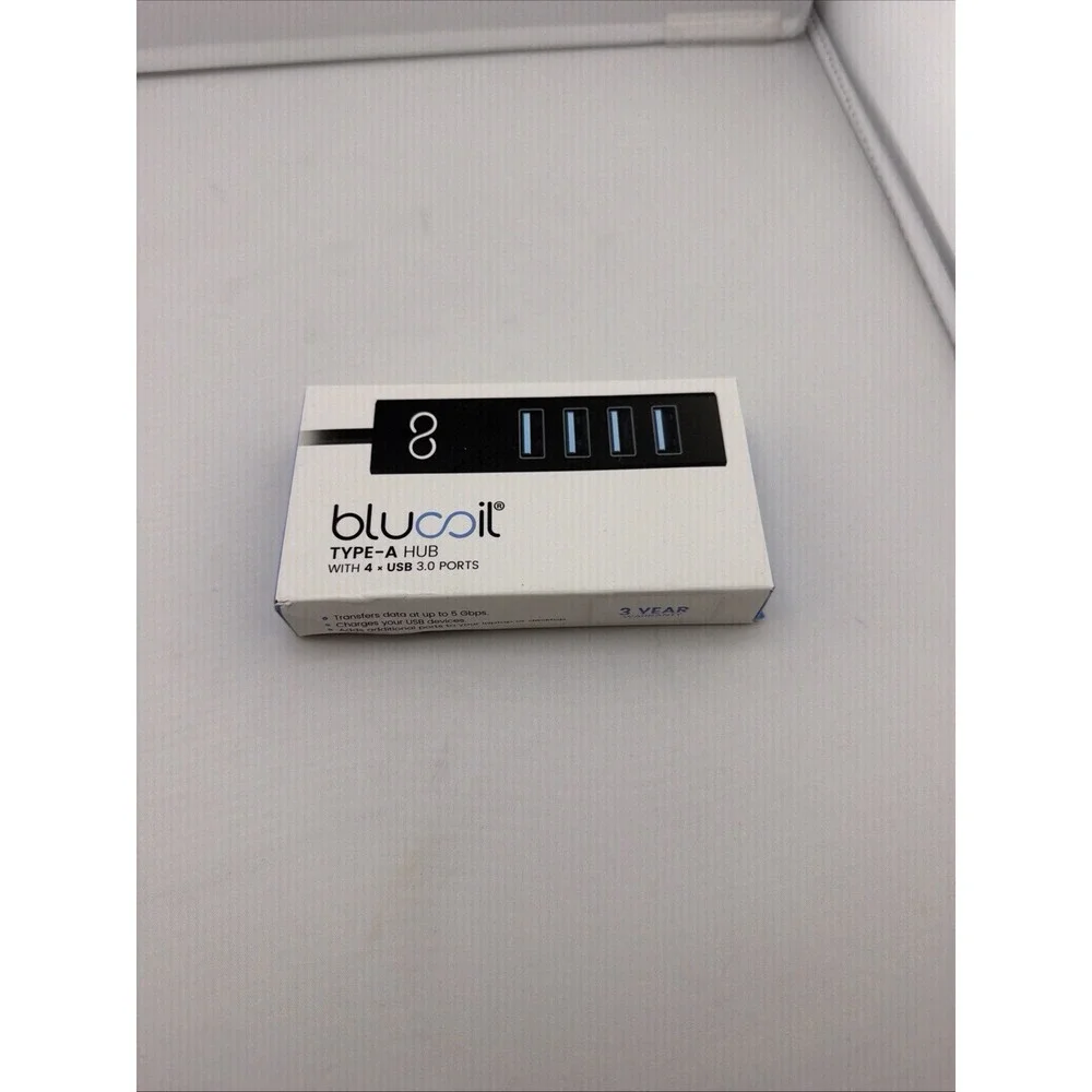 Blucoil Type A Hub with 4x USB 3.0 Ports Black and USB Extension Cable 2.0 TypeA